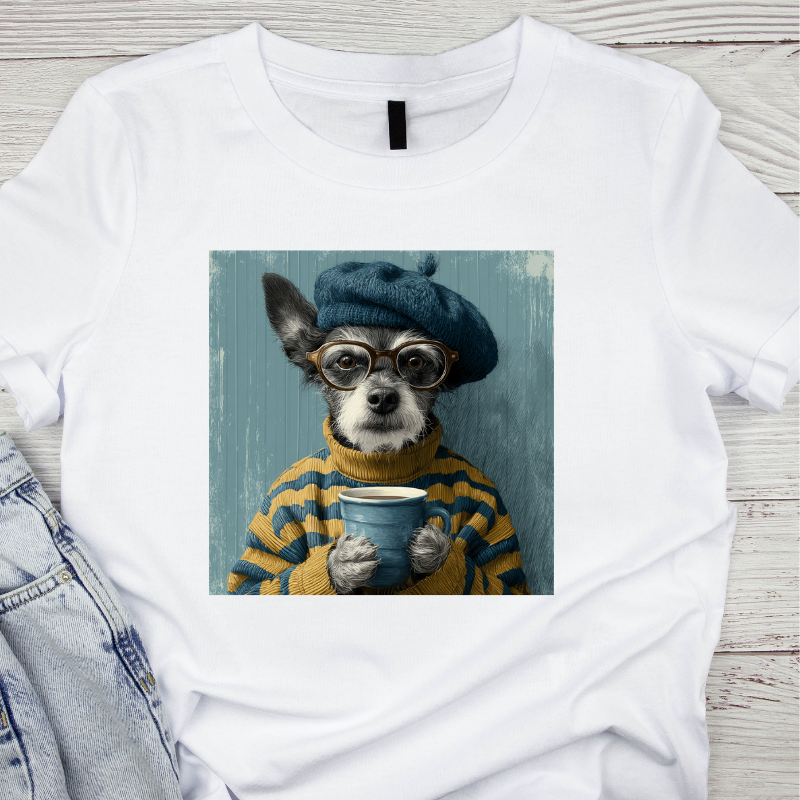Dog in Beret &amp; Glasses Shirt