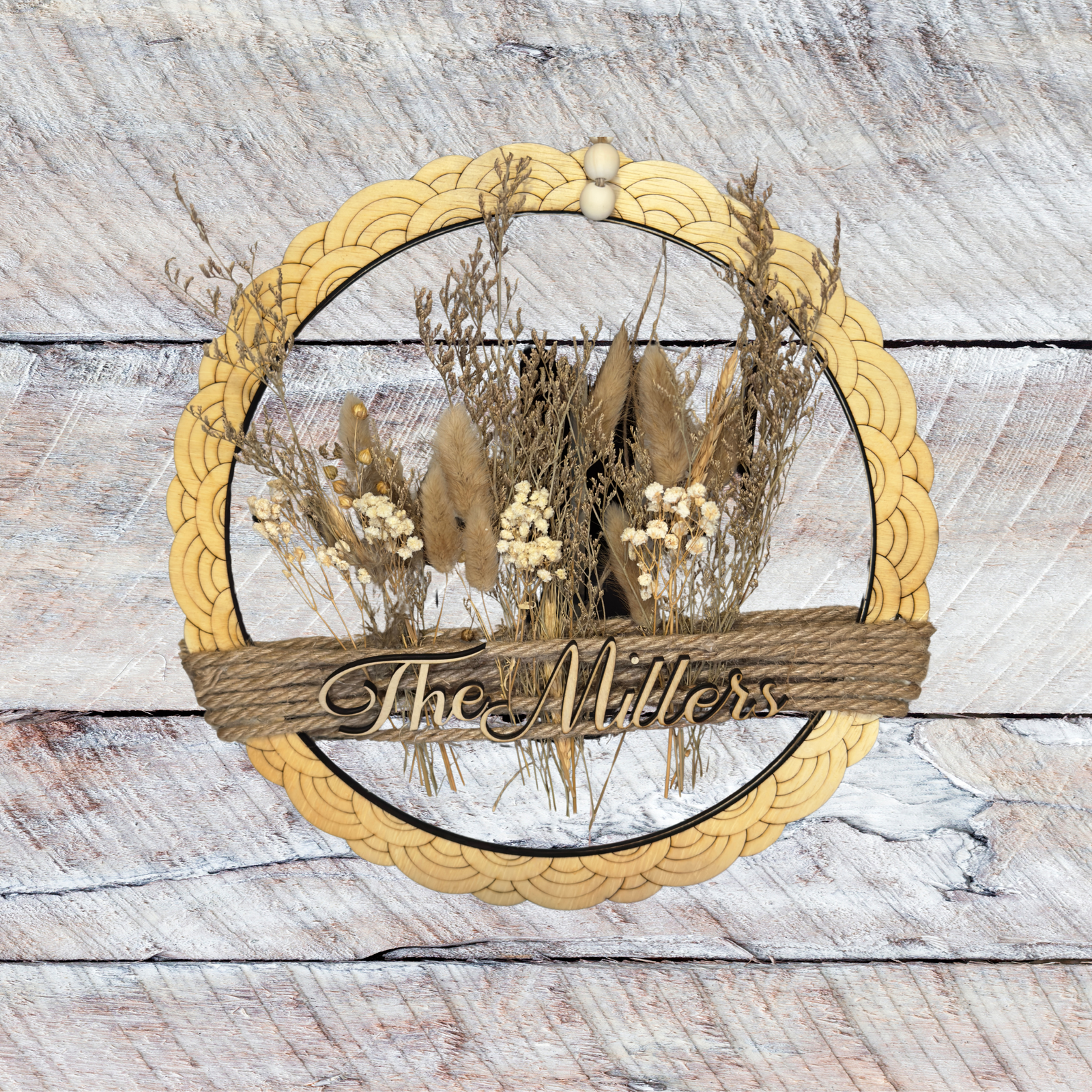 Custom Boho Floral Name Hoop – Wildflower Wall Décor for Nursery, Wedding & Home