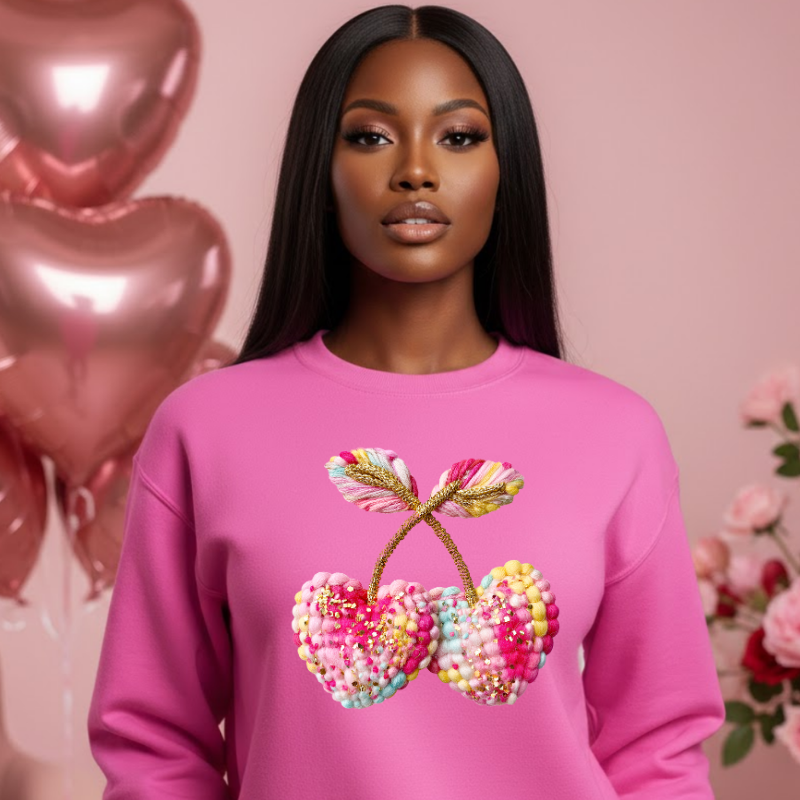 Sweet Luxe Cherry Fauxchet Sweatshirt