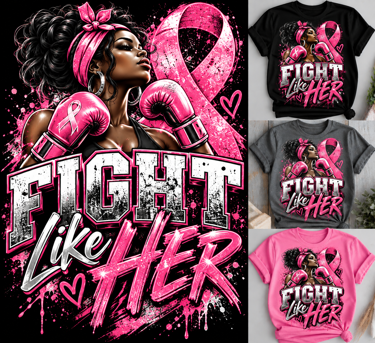 FIGHT LIKE HER – Breast Cancer Awareness Shirt