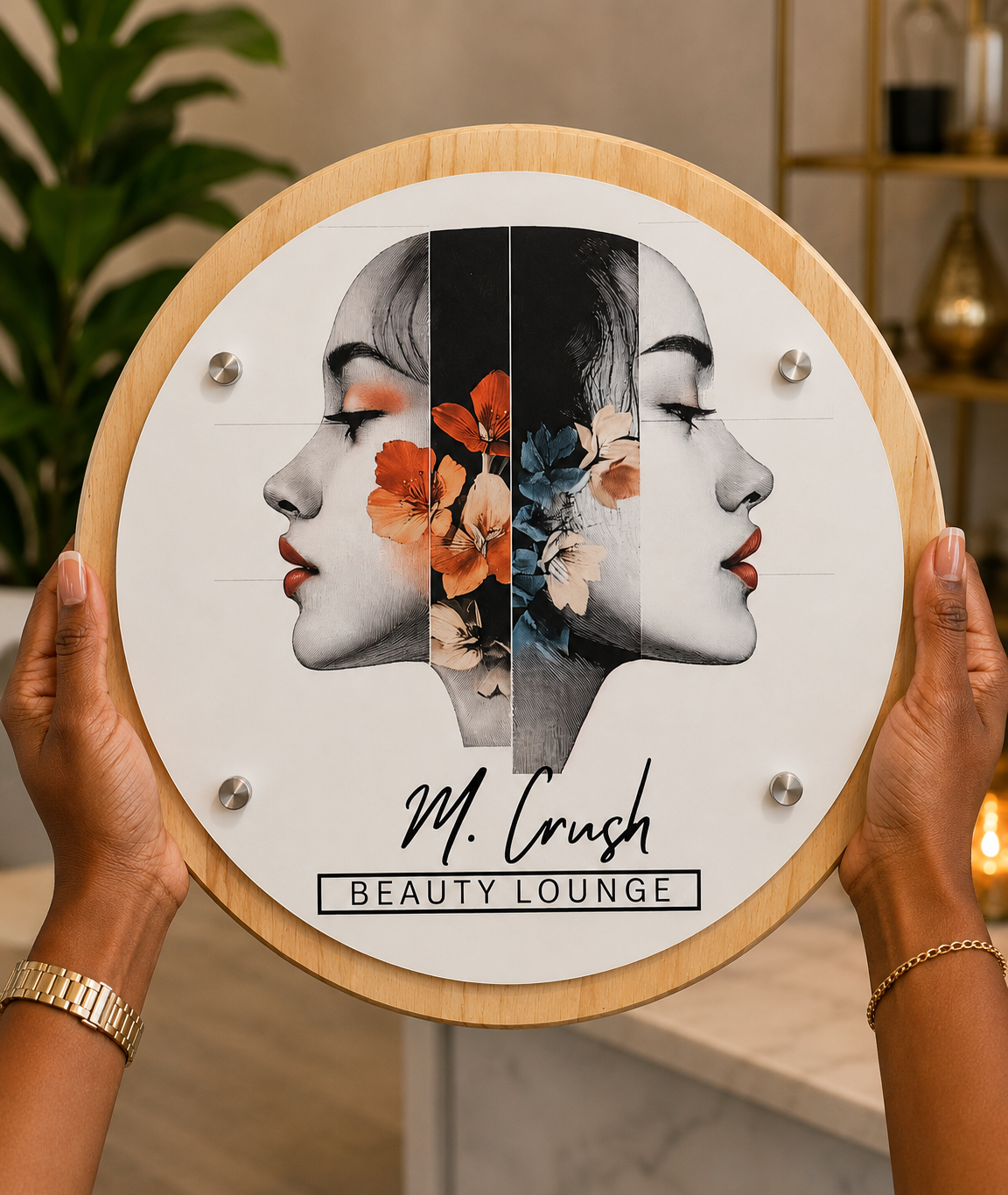 Custom Acrylic &amp; Wooden Round Sign