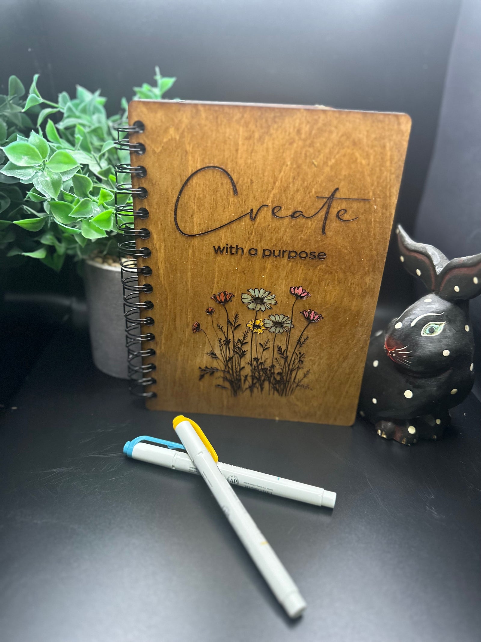 Create with a  Purpose Personalized Wooden  Notebook, Journal