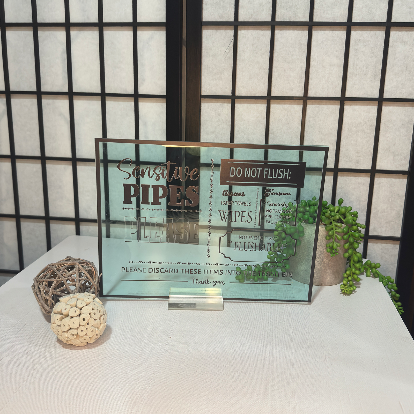 Sensitive Pipes" Acrylic Restroom Sign