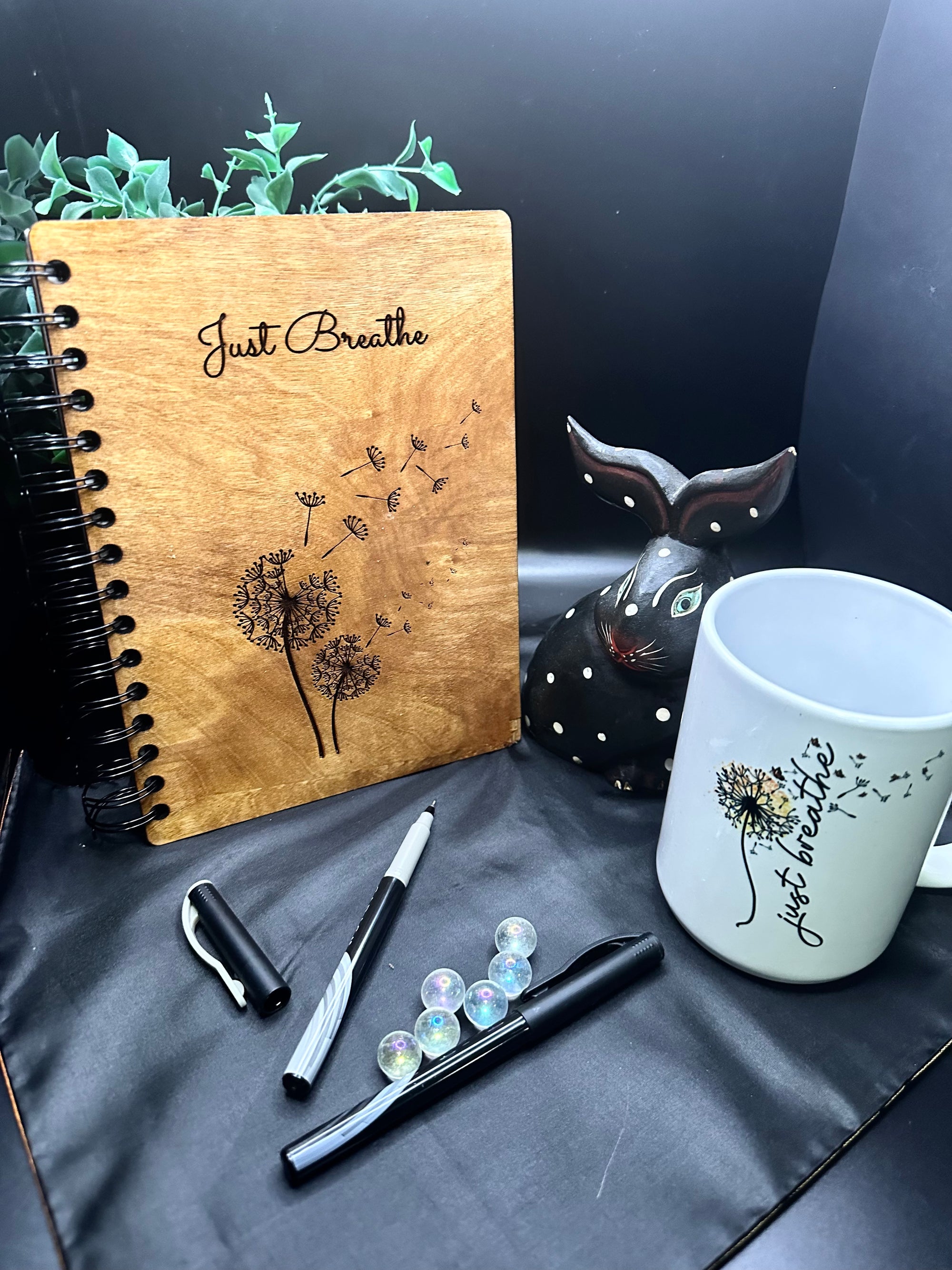 Just Breathe Personalized Wooden Notebook, Journal