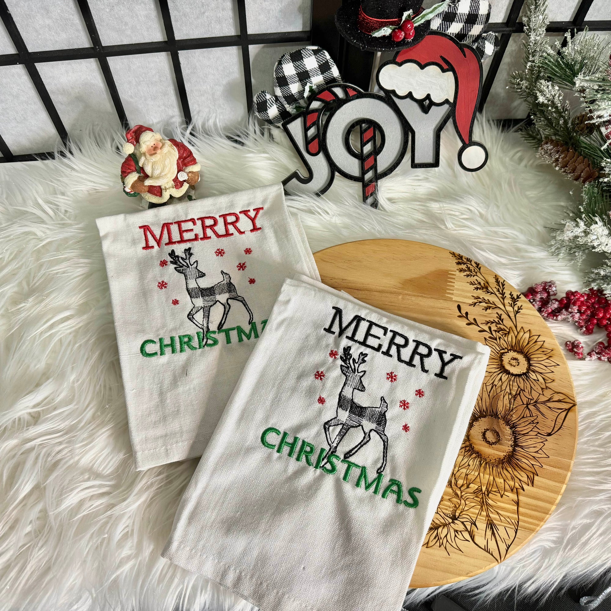 Christmas Embroidered Kitchen Towels