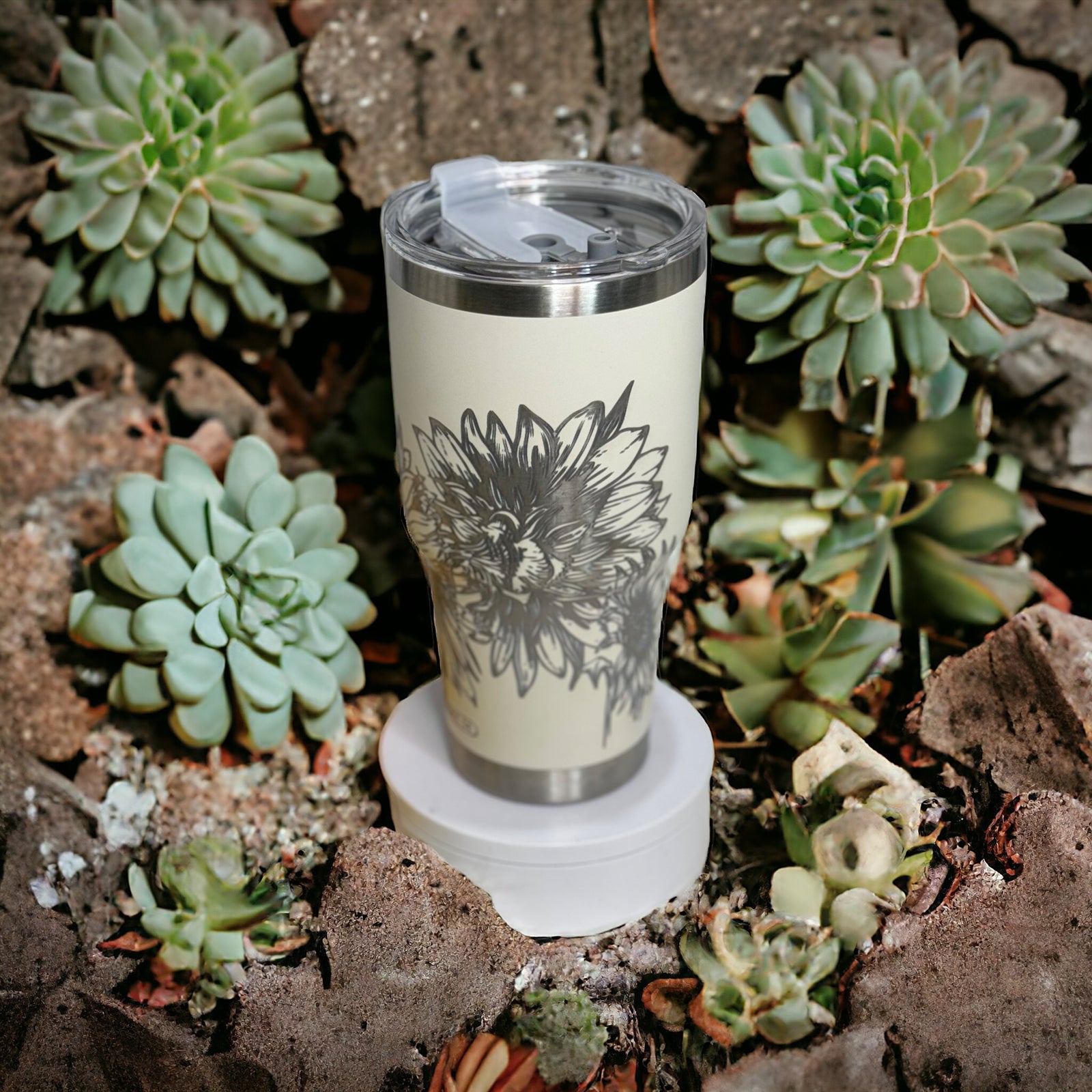 Sunflower 30oz Tumbler (with Metal straw & Brush)