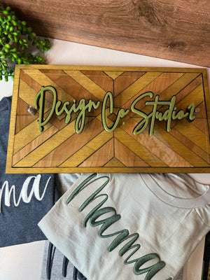 2 Tier Wooden Logo Sign