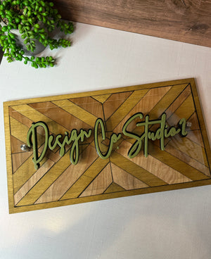 Wooden Quilted Pattern Sign /w Acrylic