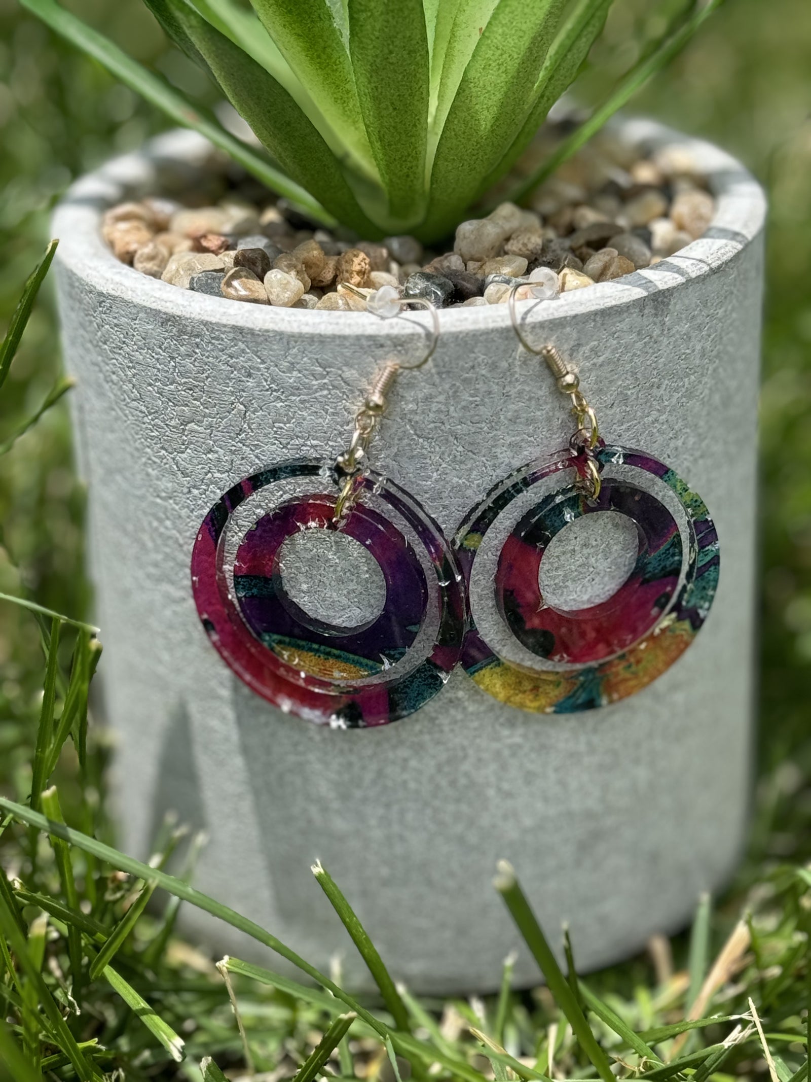 Sunset Whirl” – Multicolor Hoops