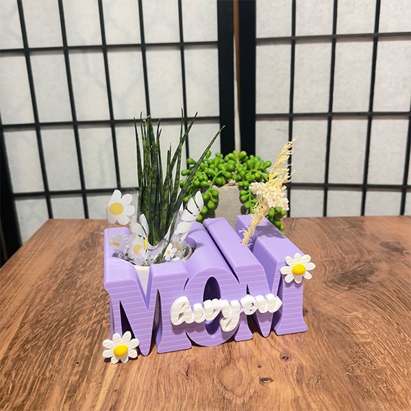 “Mom Always” Floral Letter Planter – Decorative Keepsake
