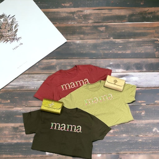 Floral Mama T-Shirts (Embroidered)