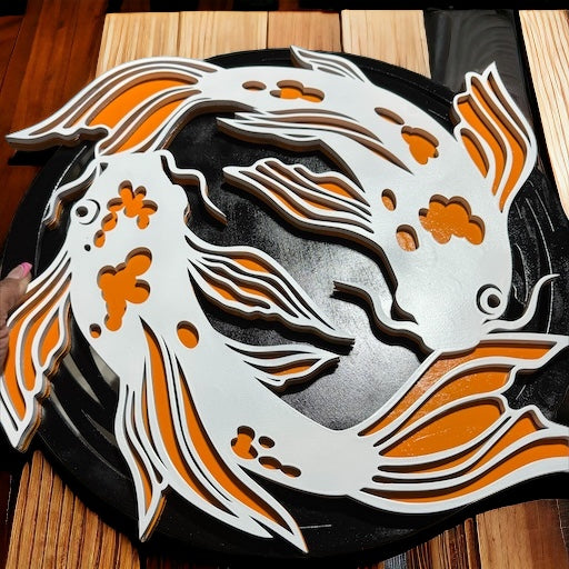 Wooden Koi Sign