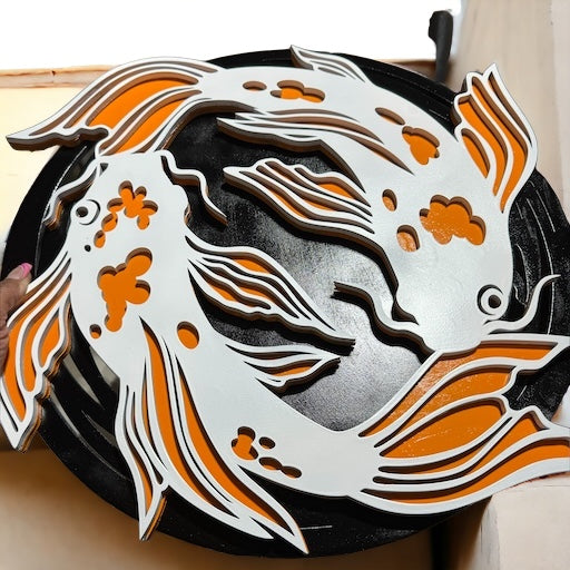 Wooden Koi Sign