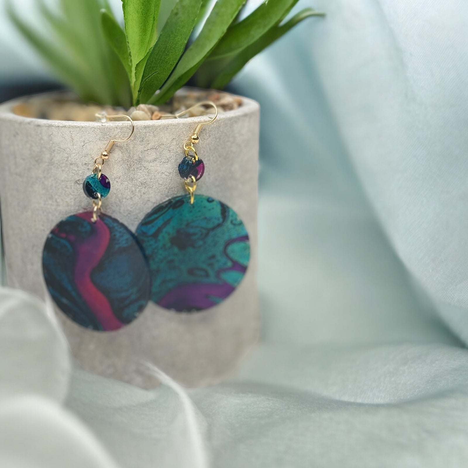 Sunset Whirl” – Multicolor Resin Hoops