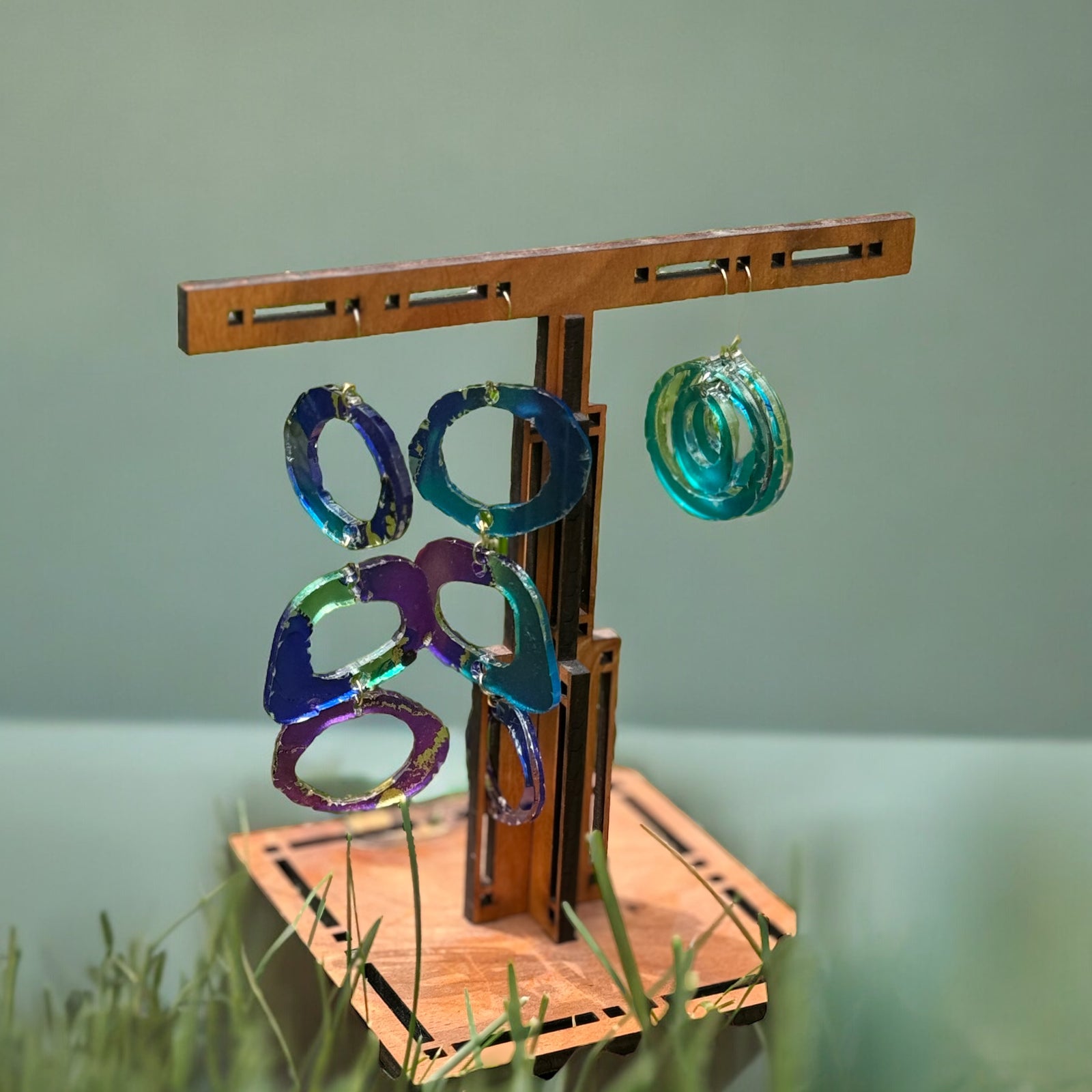 Color Cascade – Triple Drop Link Earrings