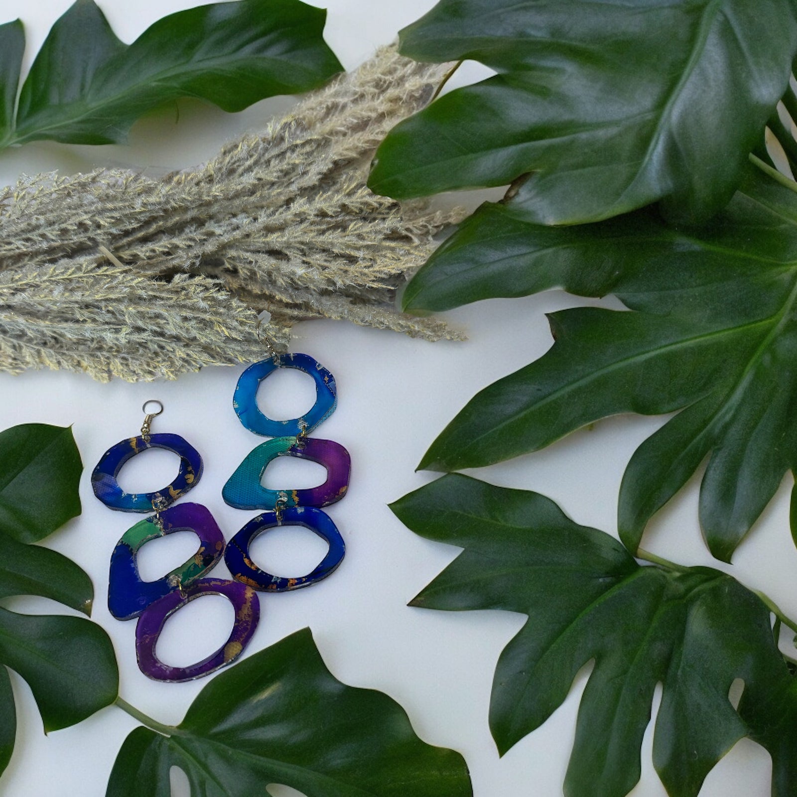 Color Cascade – Triple Drop Link Earrings