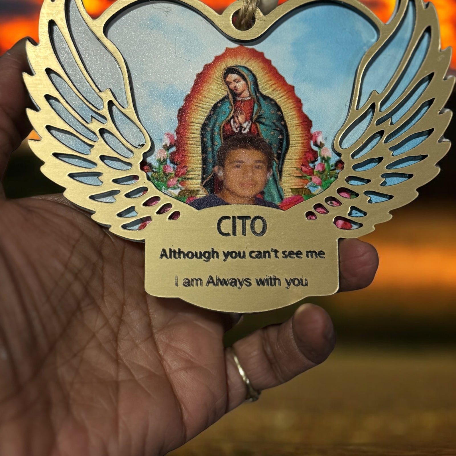 Memorial Plaque with Angel Wings