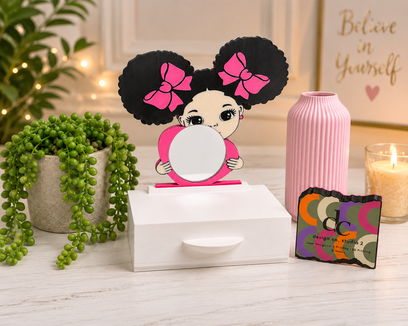 Custom 3D Printed Vanity Mirror with Storage Drawer