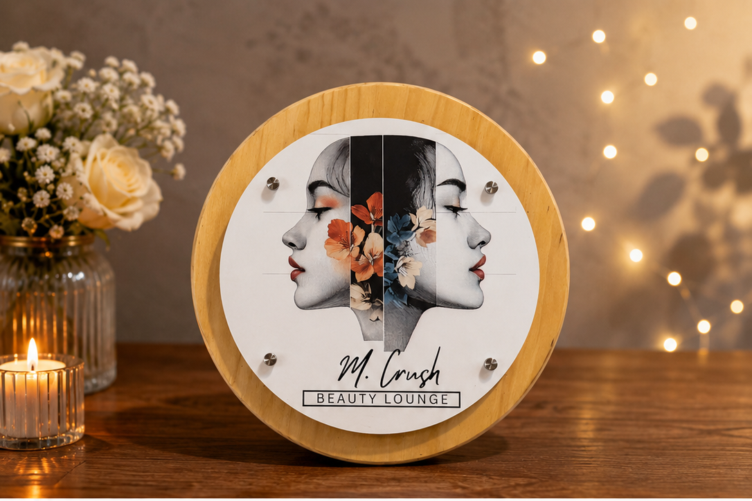 Custom Acrylic &amp; Wooden Round Sign