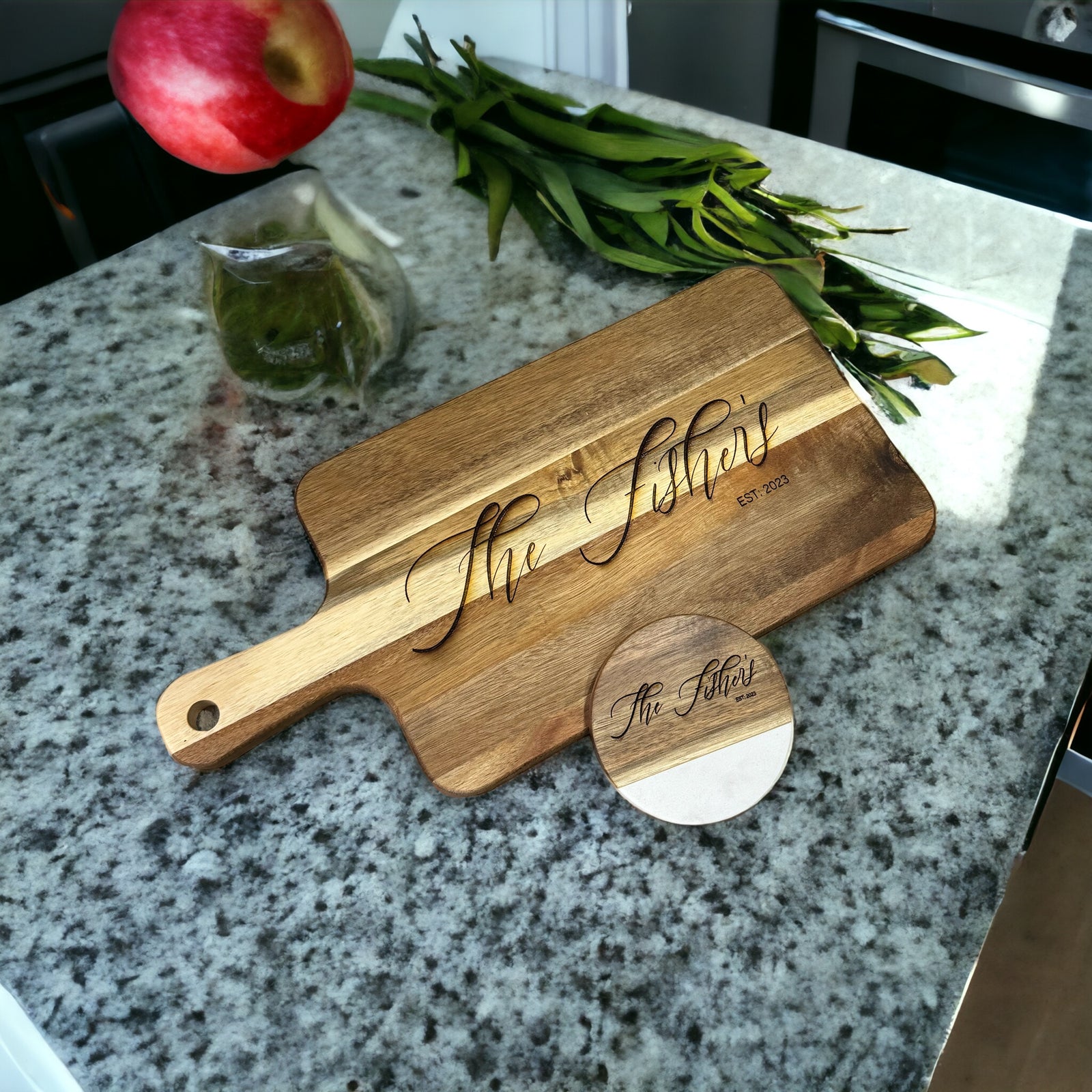 Cutting Board a set of Coasters (2)