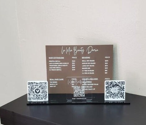 Rectangle Service Menu w/ 3 Qr codes (Social Media, Venmo, Website)