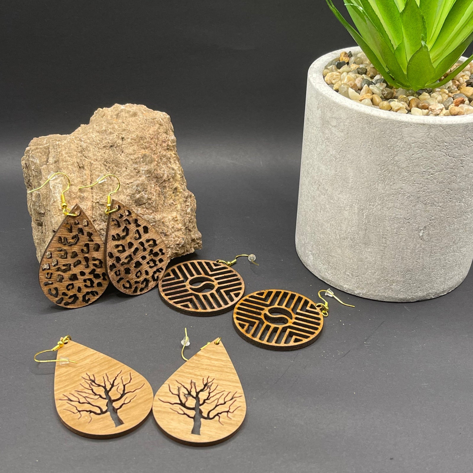 Natural Wood Earring Trio