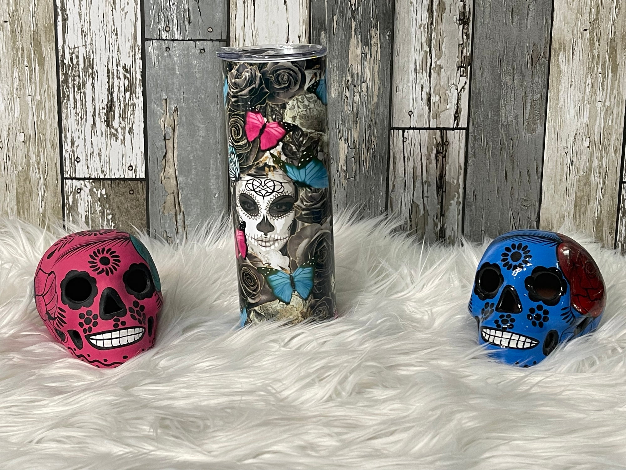 Day of the Dead Skulls And Flowers