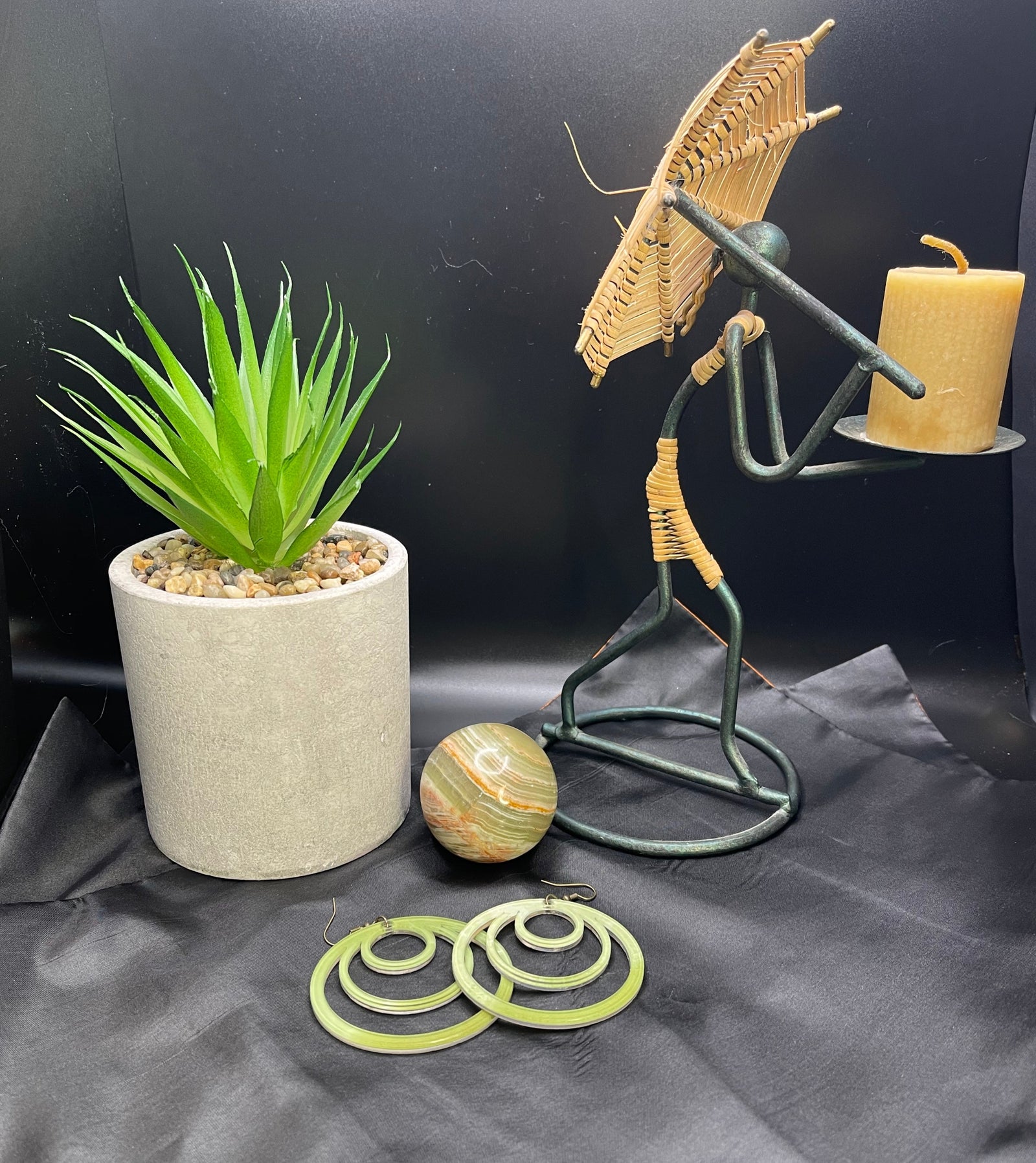 Two-Tone Green Styled Earrings