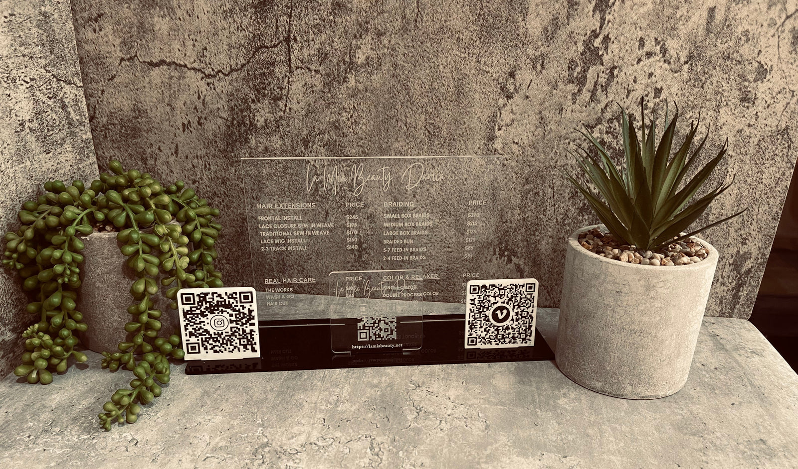 Rectangle Service Menu w/ 3 Qr codes (Social Media, Venmo, Website)